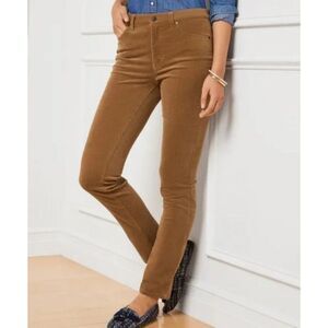 TALBOTS Curvy Corduroy Pants Women's 14 Caramel Heritage Straight Leg Jeans Fall